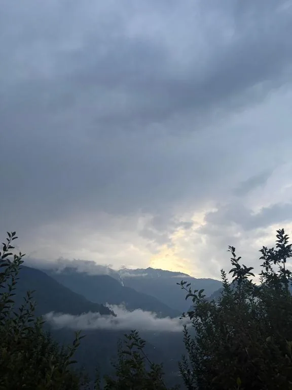 Sunset glow over the mountains near Naggar